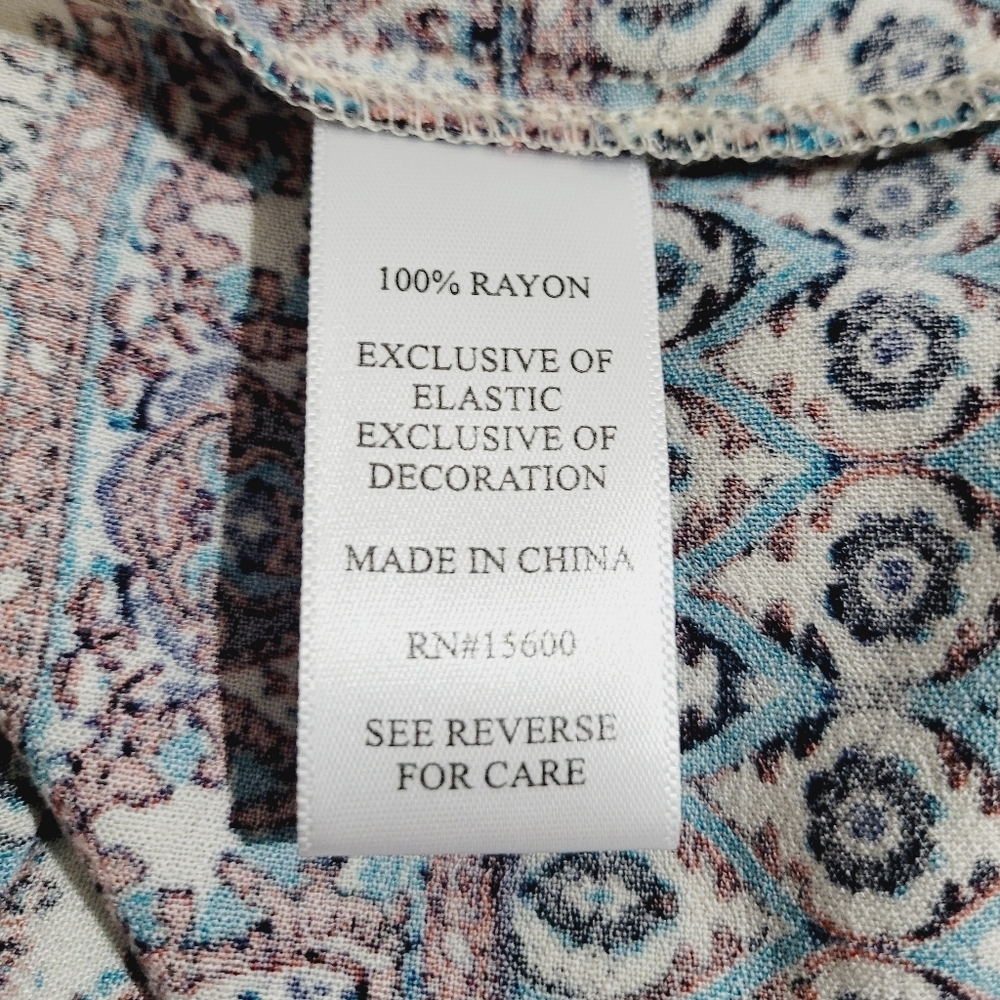 Artesia Floral Boho Blouse Tunic V-neck 3/4 Sleeve With Tassels Woman's Size XL - Picture 12 of 13